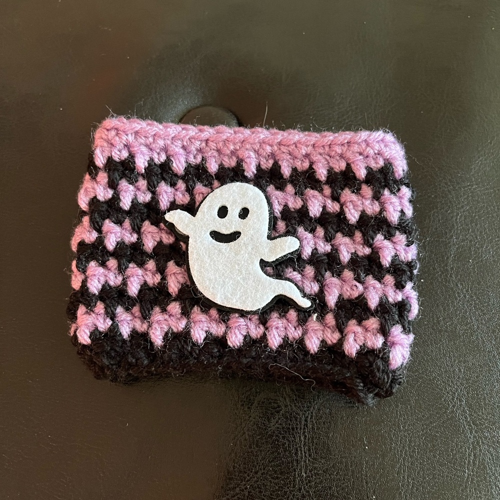 Knitted Coffee Sleeve with Ghost